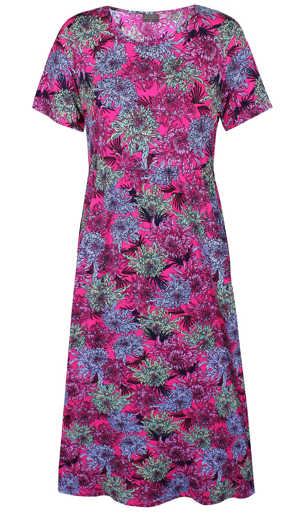 Fia 200: Intense Pink Dress with Vibrant Floral Print - Timeless Design with Elegant Finish| ZE-ZE