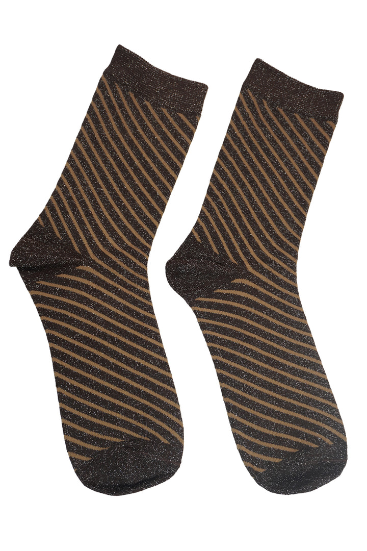 Socks 640 - Socks with stribes - Brown